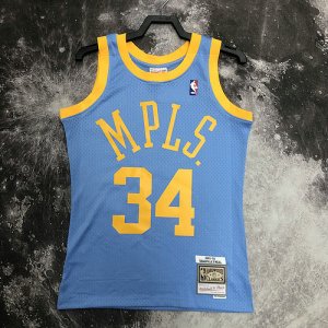 NBA 34 Shaquille O'neal Lakers 2001-02 M&N imprimé Maillot bleu